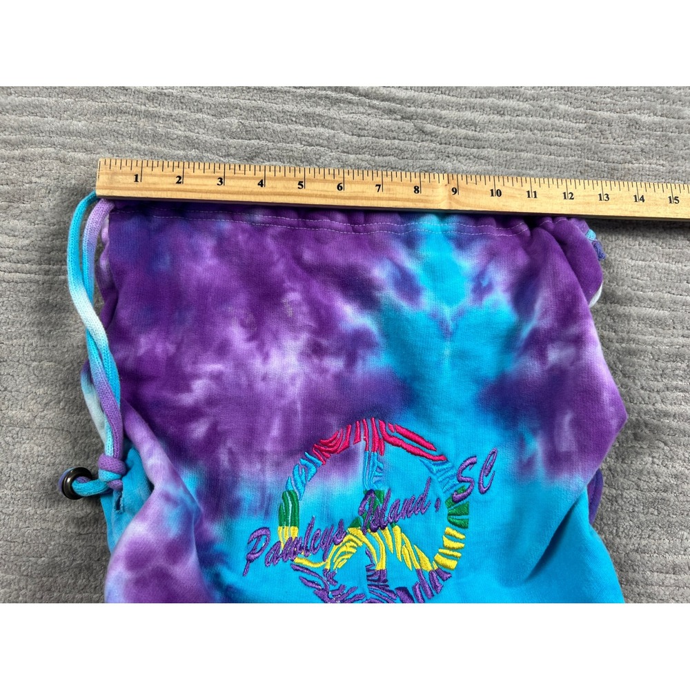 Unbranded Drawstring Backpack Unisex OS Purple Tie Dye Peace Sign Pawleys Island - Picture 10 of 13